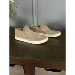 VINCE leather Flats Slip-On Shoes Sneakers Sz. 7 M Suede Taupe Beige 37.5 Womens